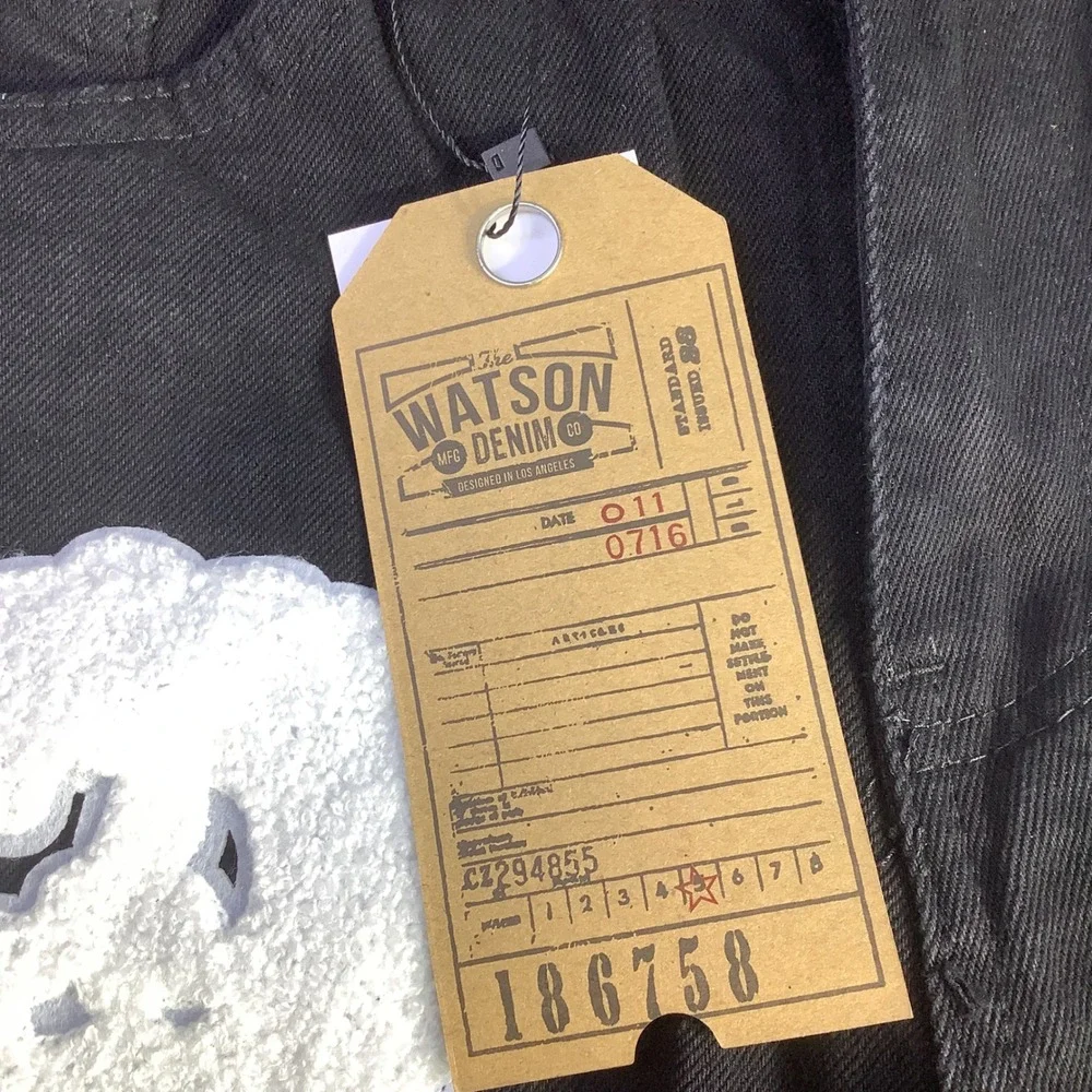 Watson Denim Jeans Black Embellished Cross Cloud Applique Mens Size 32 x‎ 30 NWT